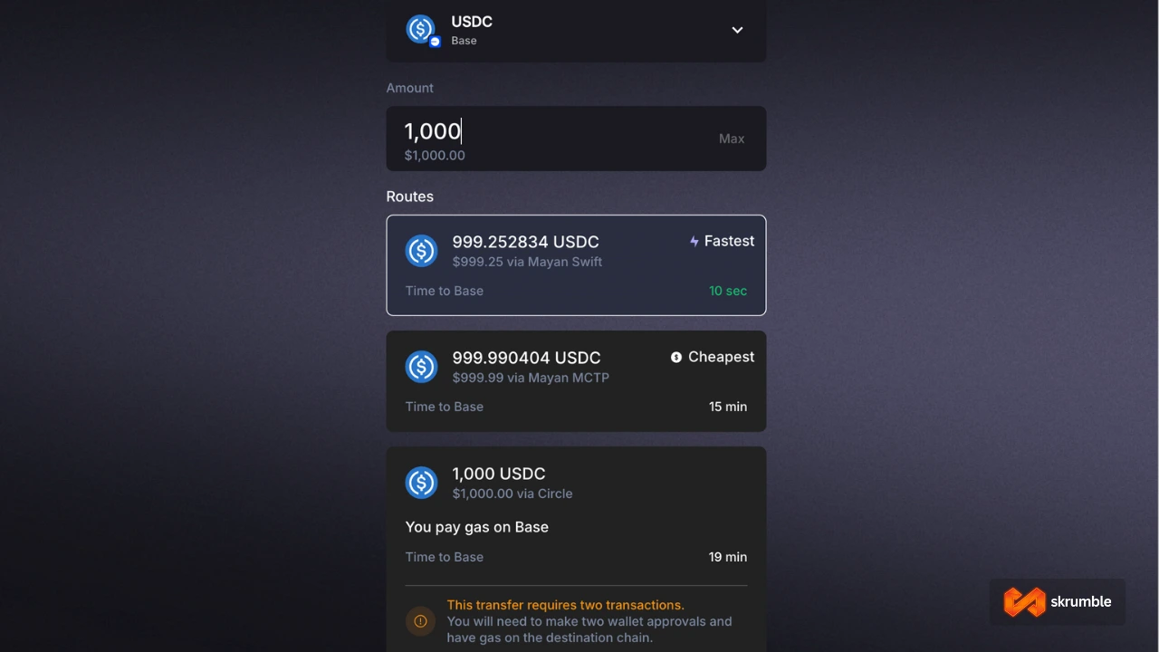 Portal bridge usdc transaction fees example